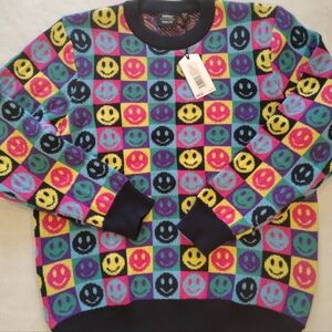 WESC Leon Pop Smiley Face Sweater Parision Nights Sweden Mens XL Unisex